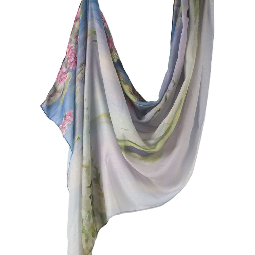 WJ001  Printed Tie-Dye Polyester Long Hijab