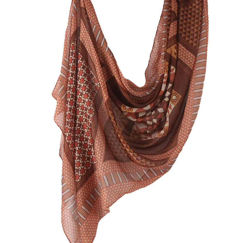 WJ001  Printed Tie-Dye Polyester Long Hijab