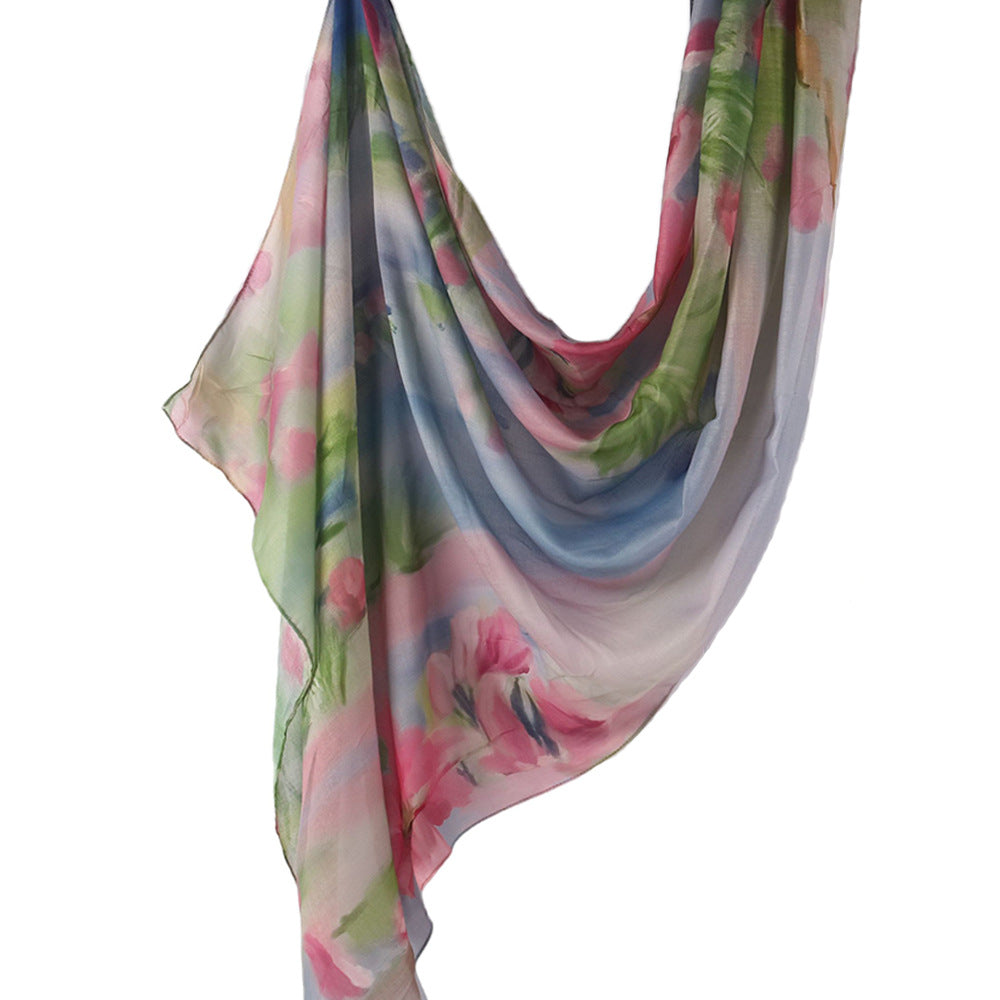 WJ001  Printed Tie-Dye Polyester Long Hijab