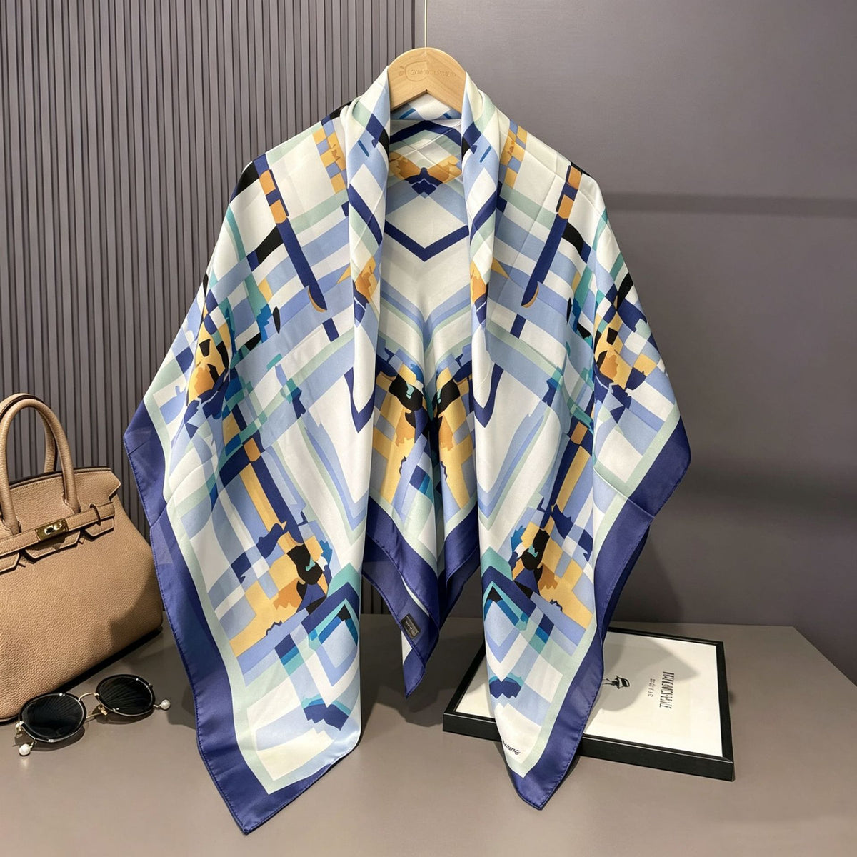 S11001  110*110 cm Printed Silk-Look Large Square Scarf
