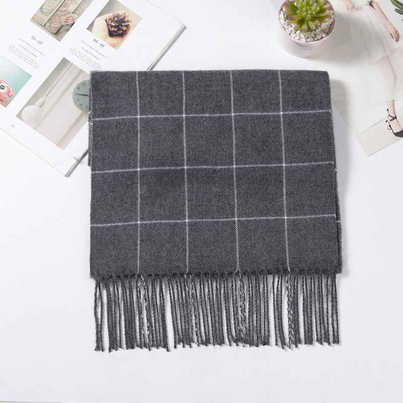 TL-32  Fashion Plaid Faux Cashmere Scarf