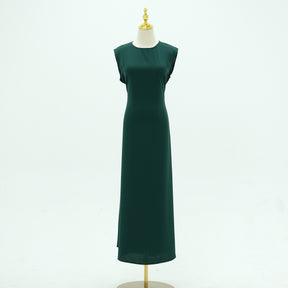 LR962+LR1003 Plain Bow Abaya Dress Set