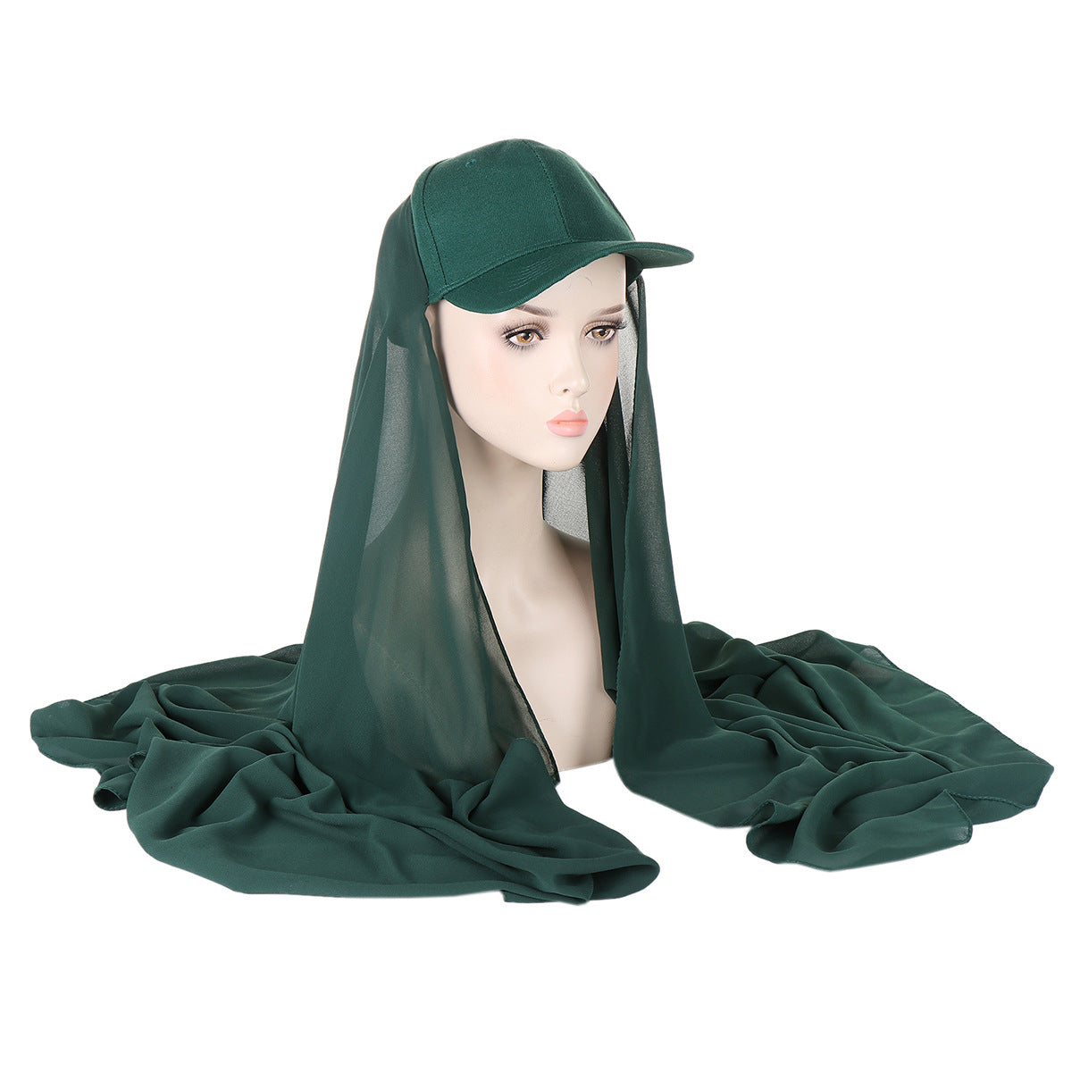 ER01  Solid color pearl scarf and cotton sports wind baseball cap One 2-piece cover scarf and hat instant hijab sport hijab