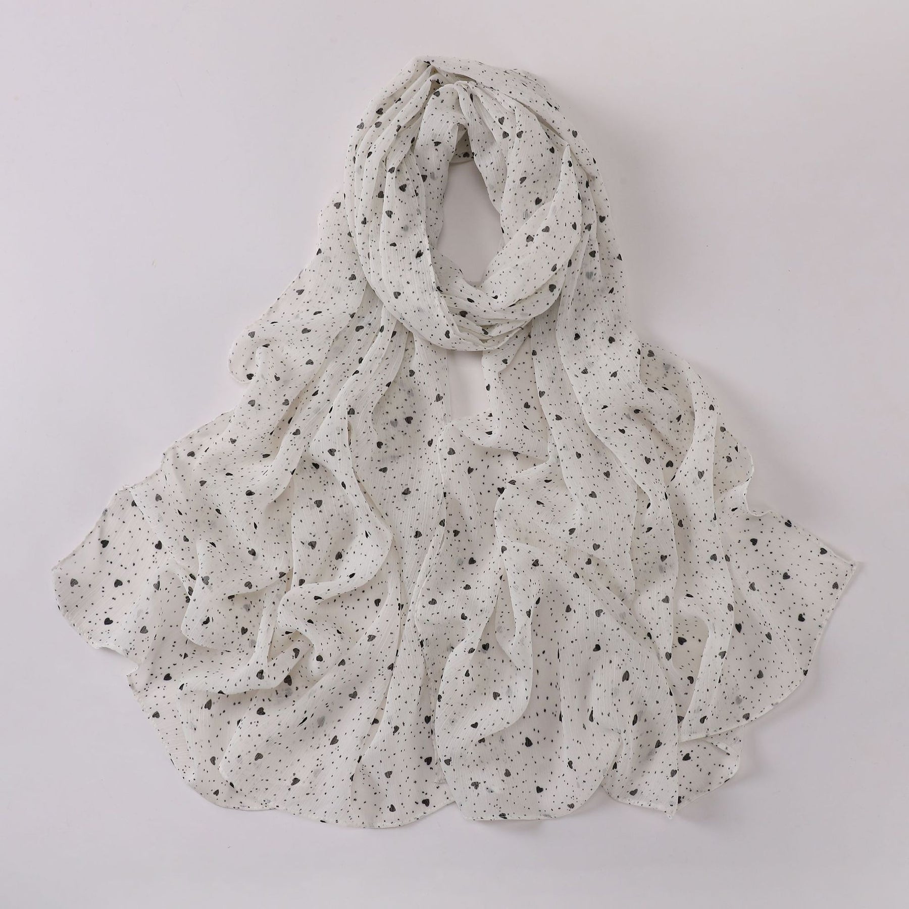 W-0022  Ditsy Floral Printed Pearl Chiffon Hijab