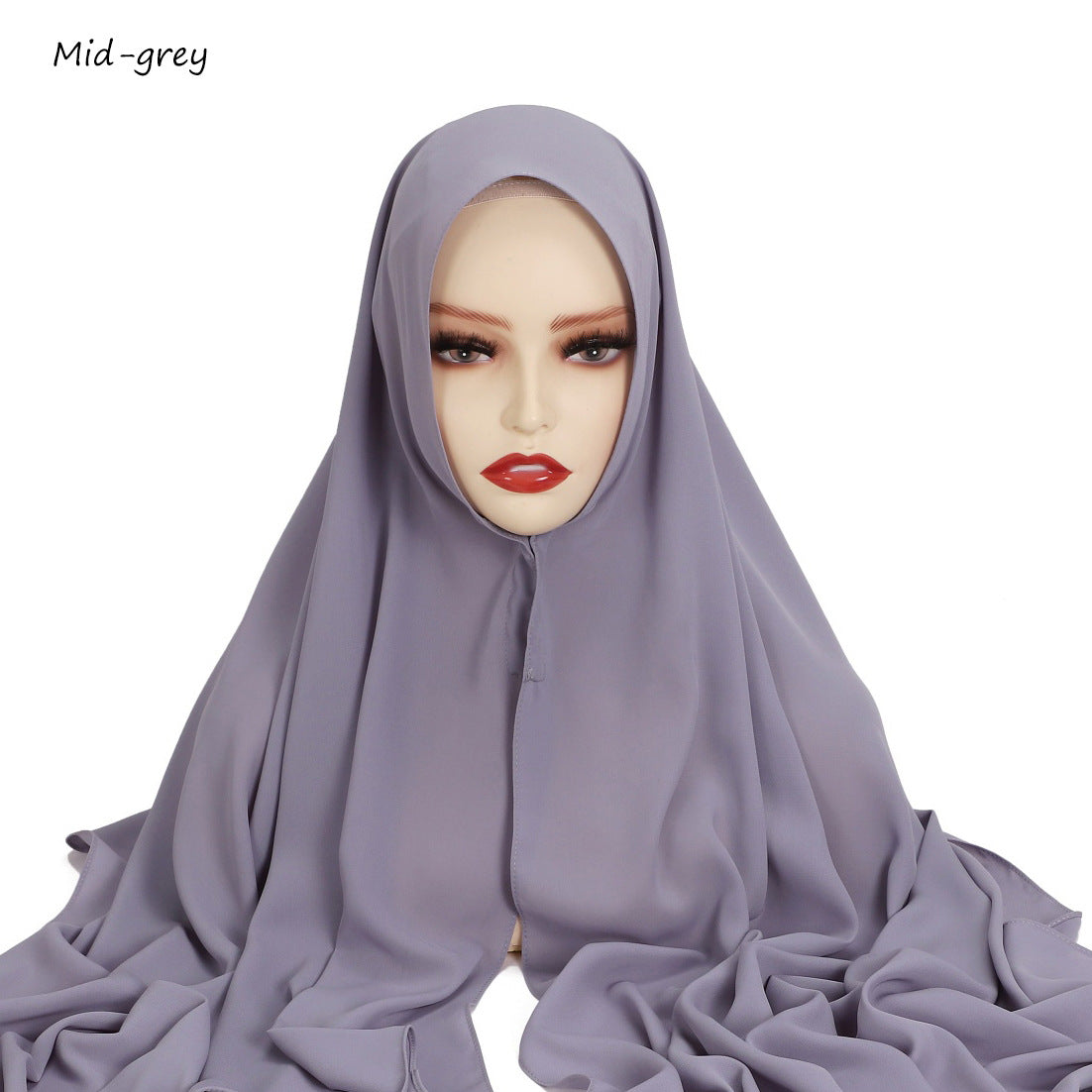 YZ316  Plain Silky Thick Chiffon Hijab with Built-in Magnetic Buckle and Matching Undercap