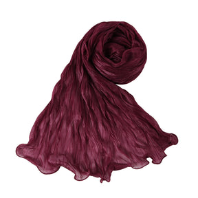 WJ090  Plain breathable bright silk bubble crepe hijab