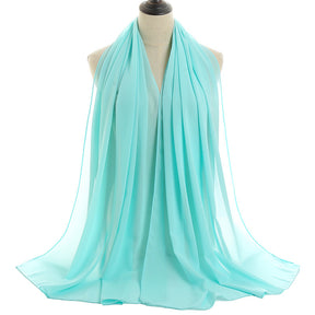 YW016  Plain pearl chiffon hijab