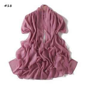 YZ375  Plain Silver Thread Crinkled Chiffon Hijab