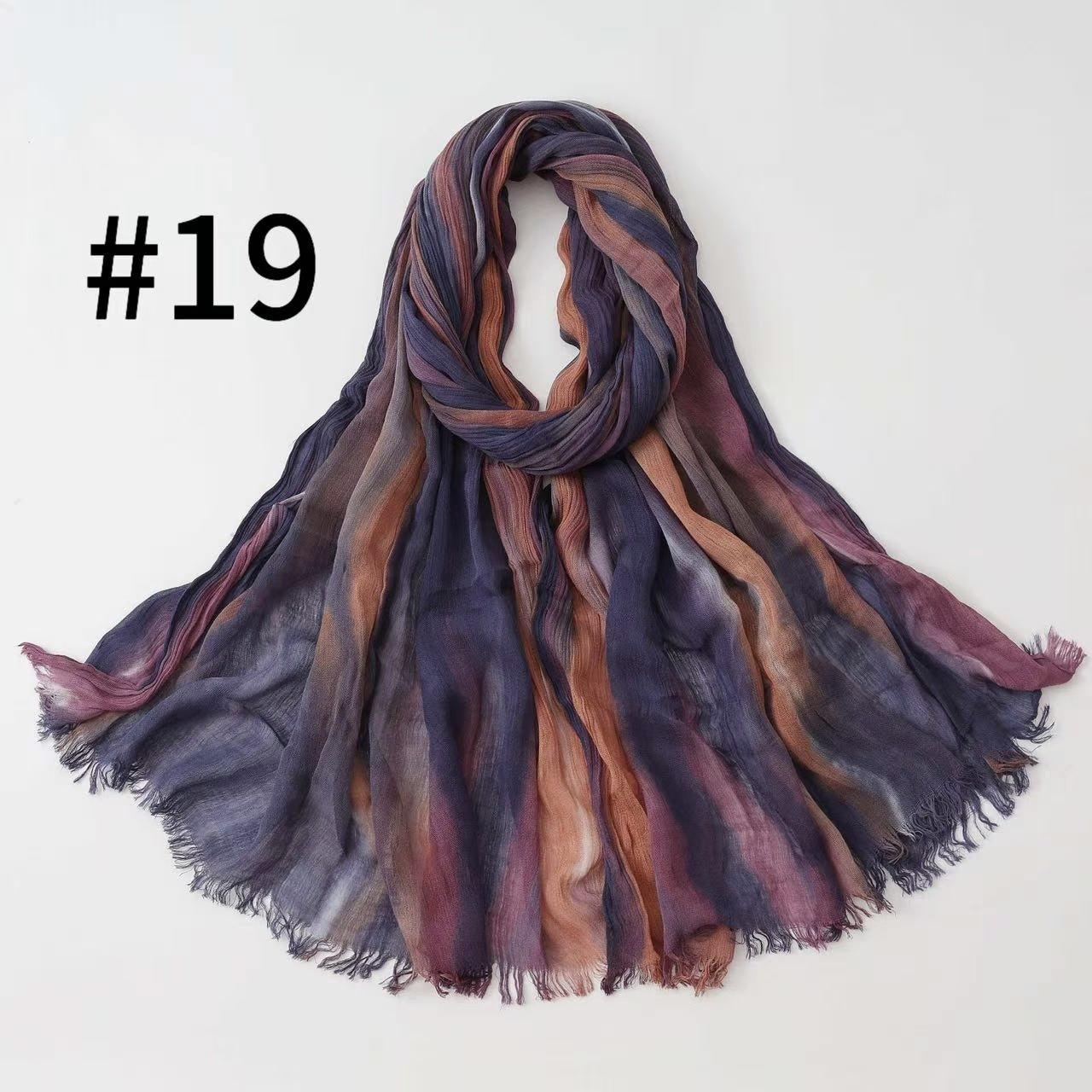 WJA485  Gradient Tie-Dye Autumn/Winter Crinkled Hijab