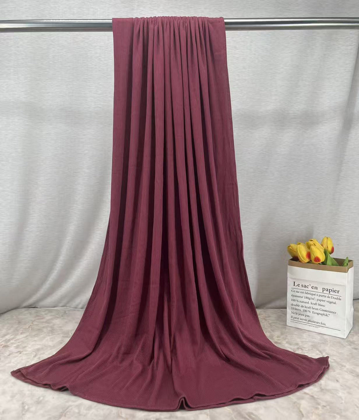 HY017  Plain Bamboo Fiber Ribbed Jersey Hijab