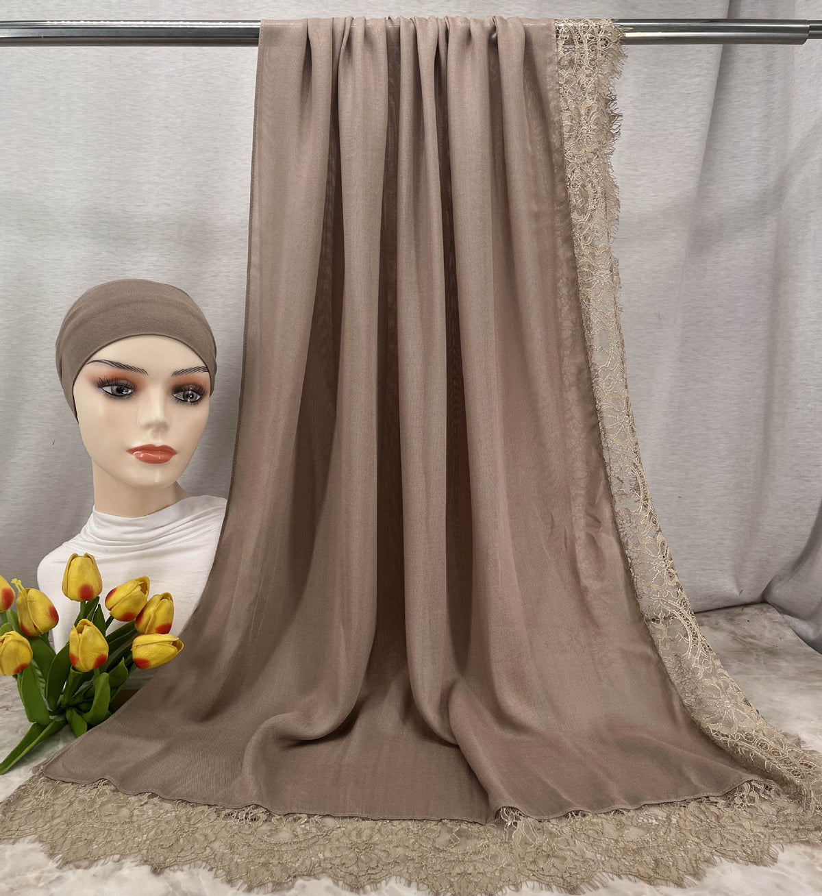 HY002  Elegant Plain Breathable Modal Hijab + Undercap Set