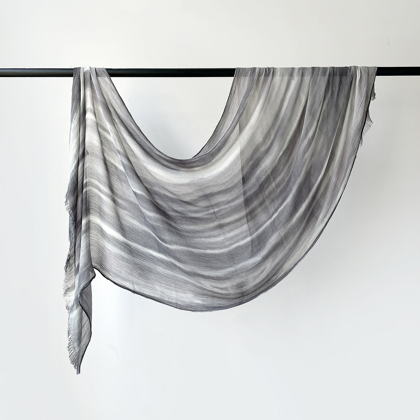 SS007  Gradient Rainbow Collection Short Tassel Crinkled Hijab