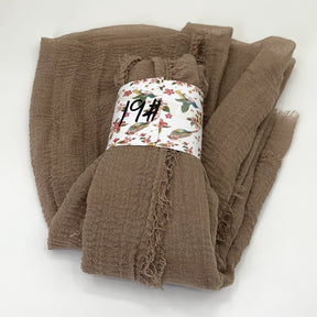 WJ01  Plain Seersucker Crinkle Fringe Edge Large Hijab
