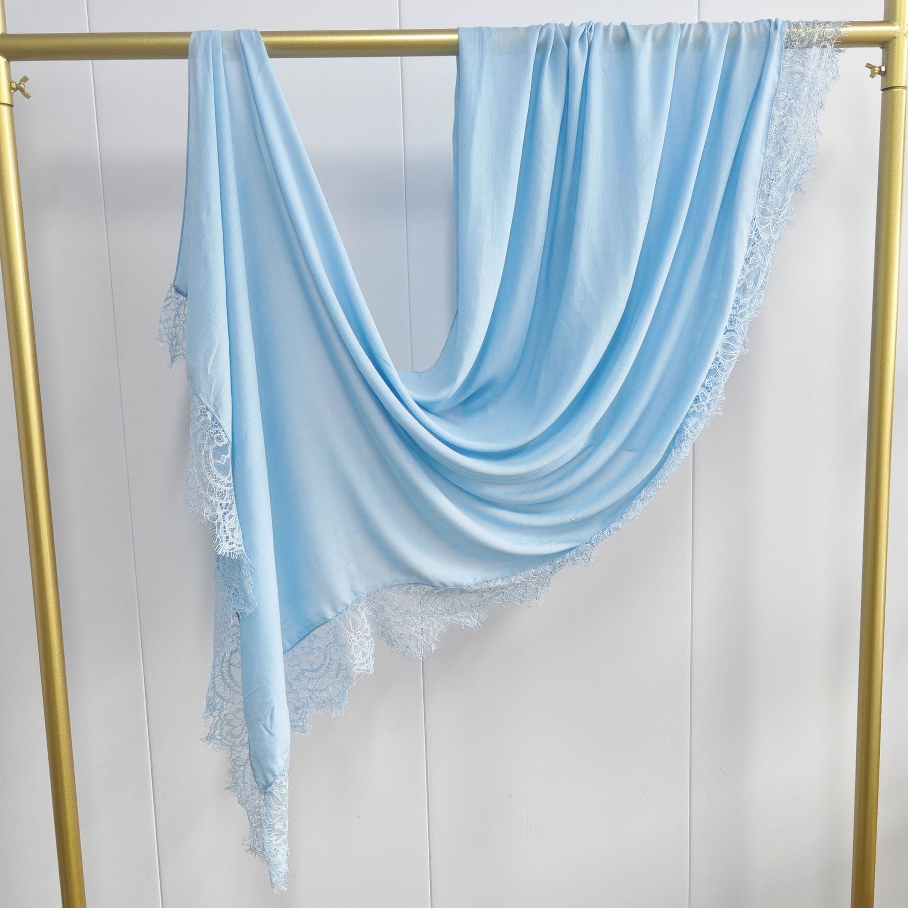 WJ079  Plain Modal Hijab with Lace Trim