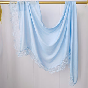 WJ079 Plain Cotton Lace Trim Modal Hijab