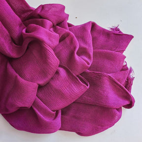 WJA79  Plain natural crinkle cotton hijab with fringes on both ends