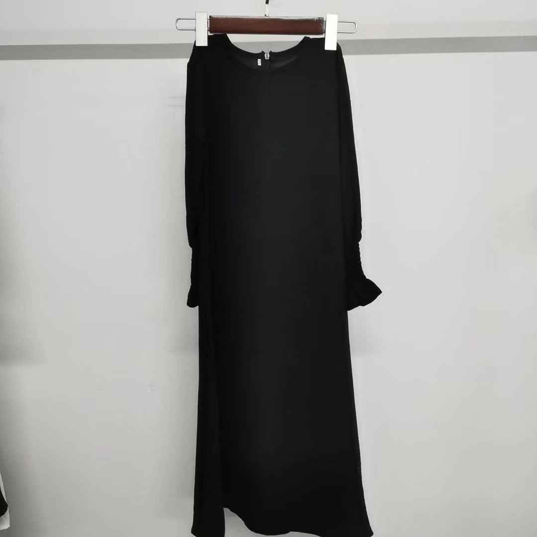 23591 Children's Solid Color Ruffle Dress & Shawl Set