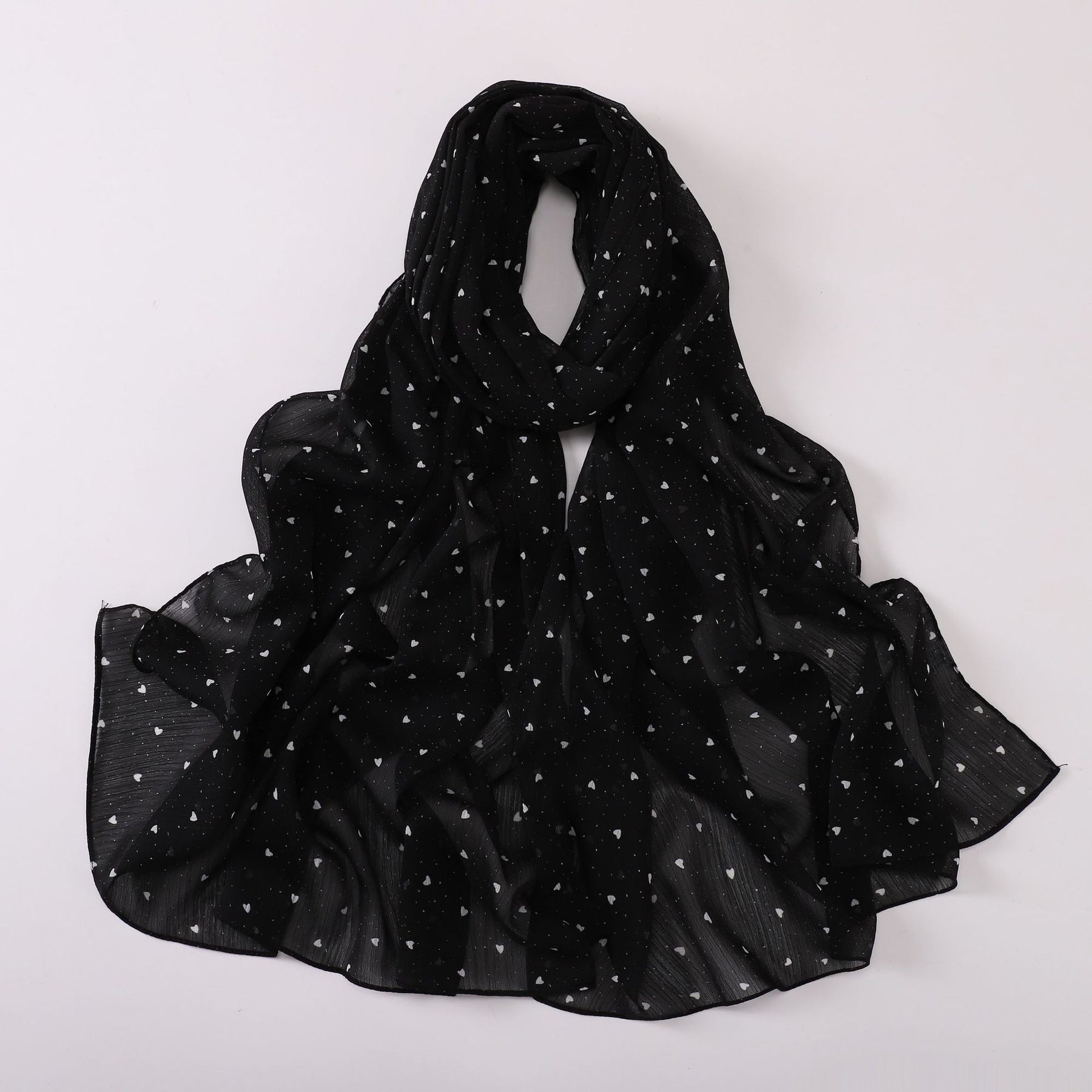 W-0022  Ditsy Floral Printed Pearl Chiffon Hijab
