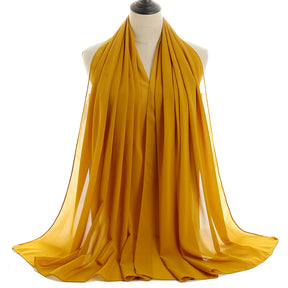 YW016  Plain pearl chiffon hijab
