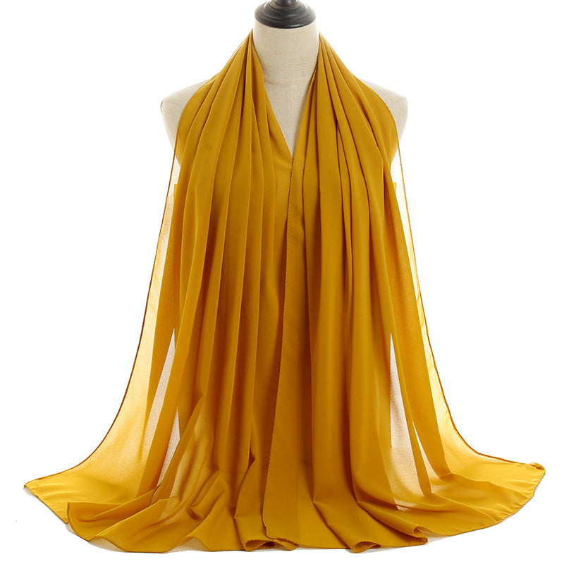 YW016  Plain pearl chiffon hijab