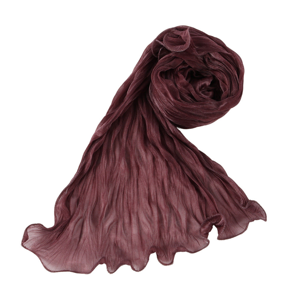 WJ090  Plain breathable bright silk bubble crepe hijab