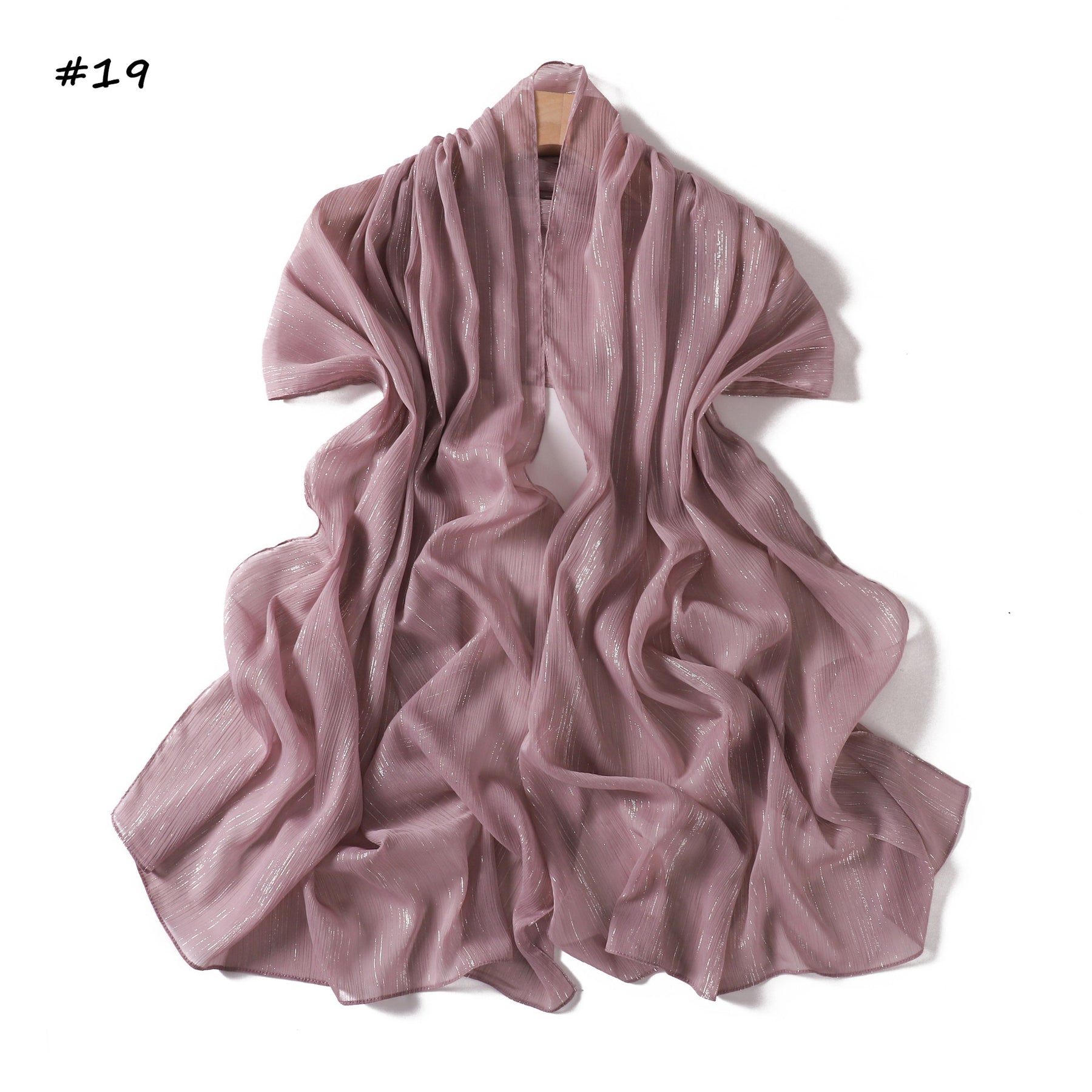 YZ375  Plain Silver Thread Crinkled Chiffon Hijab