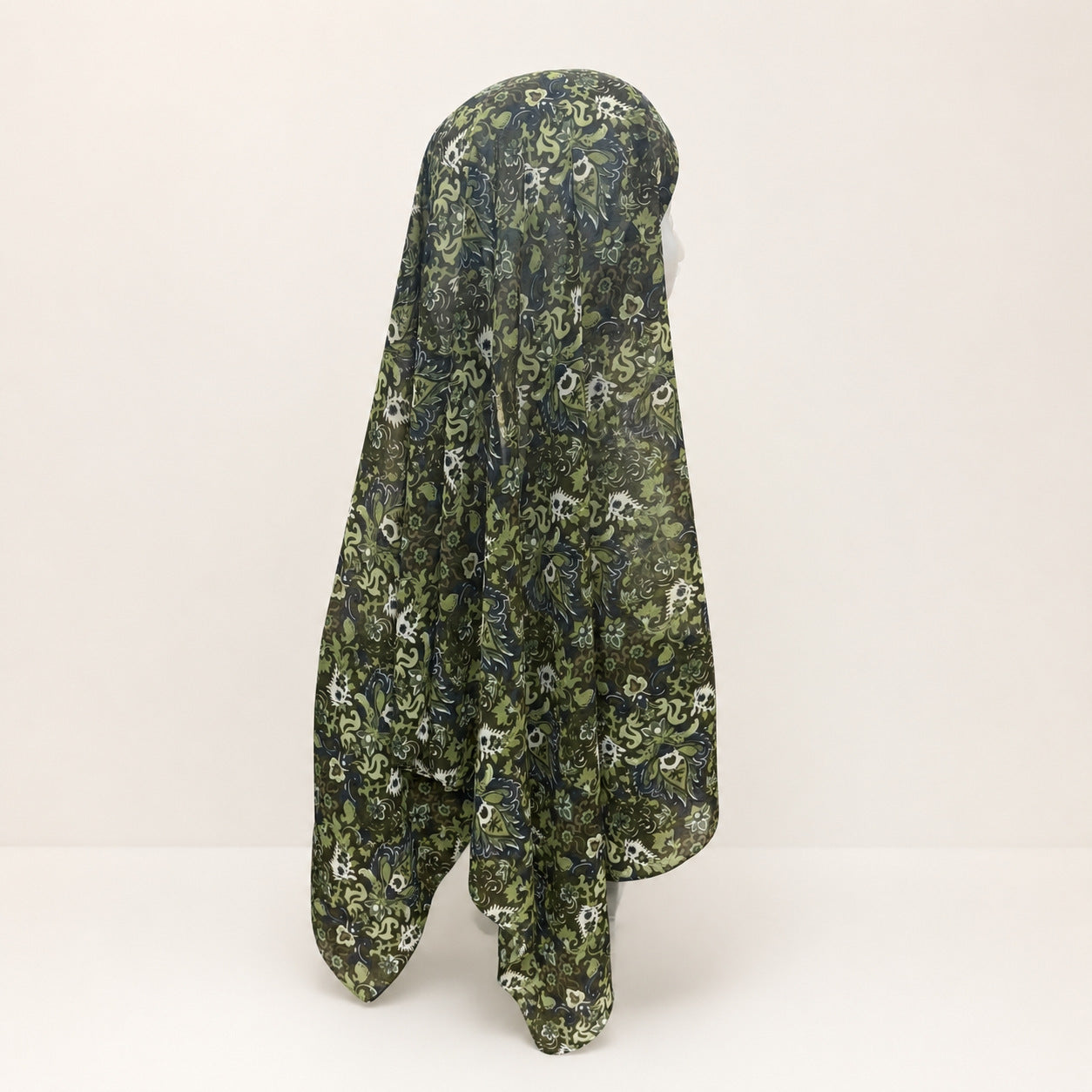 JBXF000  Printed Chiffon Hijab + Attached Tie Back Cap