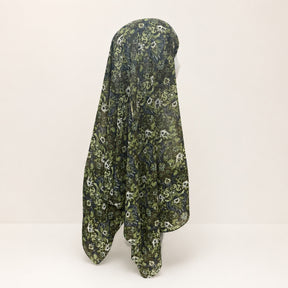 JBXF000  Printed Chiffon Hijab + Attached Tie Back Cap