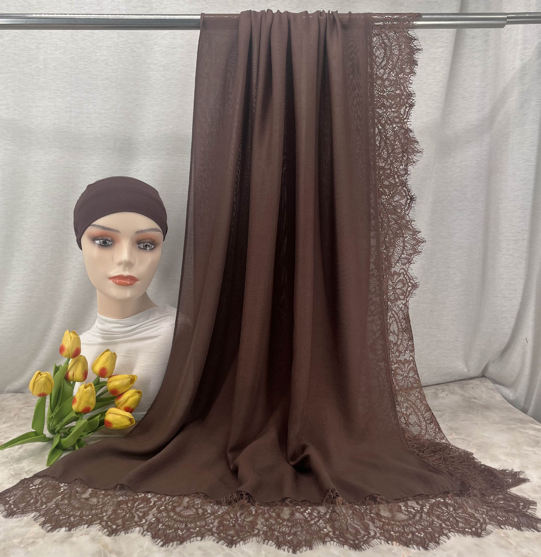 HY002  Elegant Plain Breathable Modal Hijab + Undercap Set