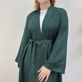 LRDB010+LRDB011  Fashion Print Elegant Cardigan Dress with Hijab Two-Piece Set