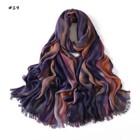 YZ331  Gradient Viscose Crinkle Long Hijab Lightweight Breathable