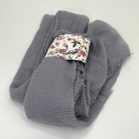 WJ01  Plain Seersucker Crinkle Fringe Edge Large Hijab