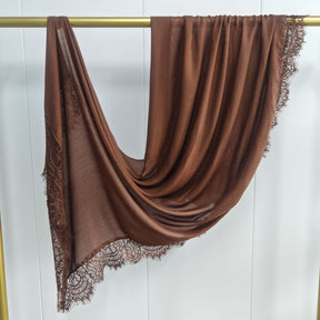 WJ079  Plain Modal Hijab with Lace Trim