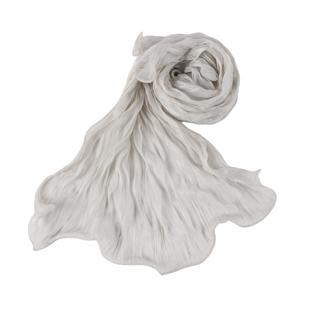 WJ090  Plain breathable bright silk bubble crepe hijab