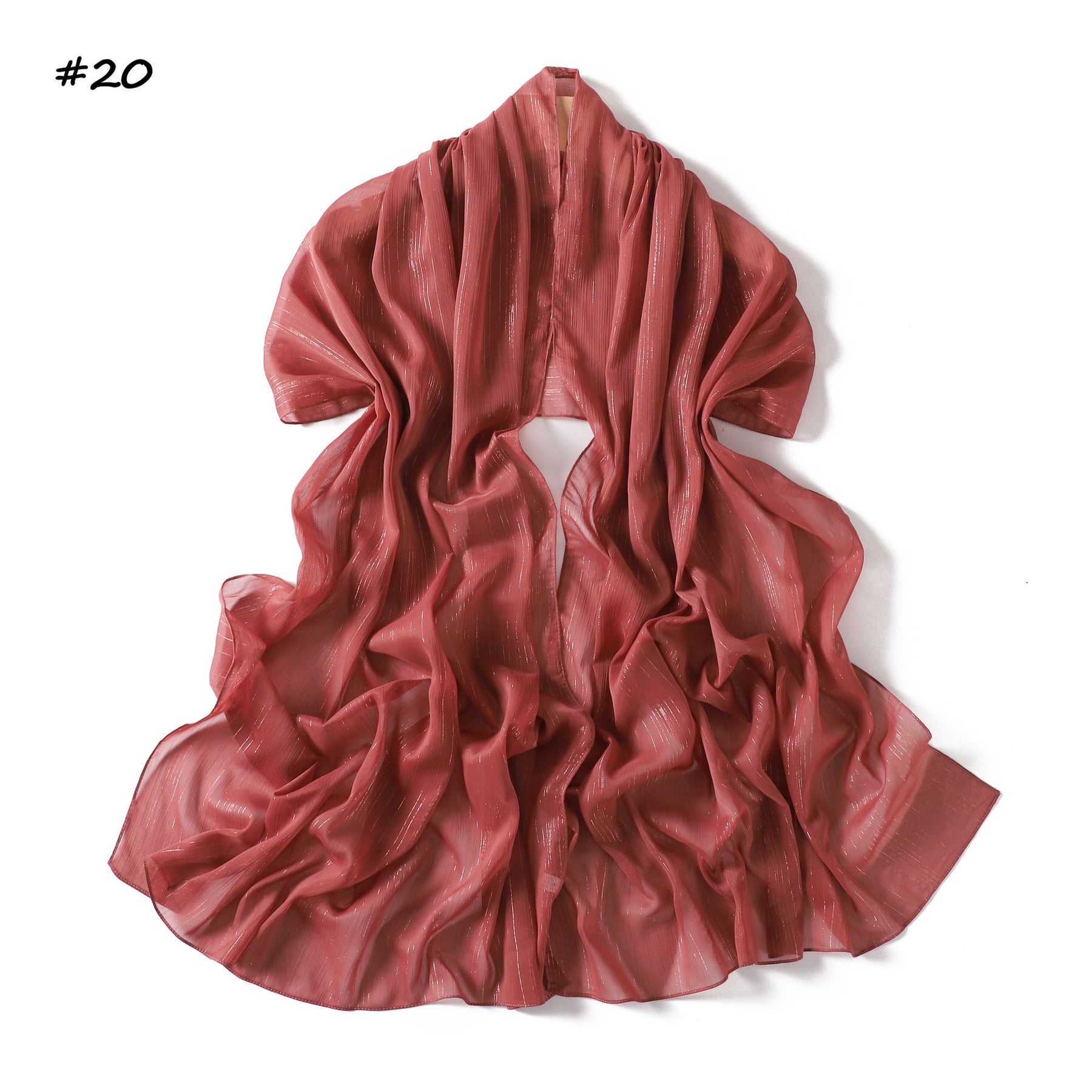 YZ375  Plain Silver Thread Crinkled Chiffon Hijab