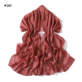 YZ375  Plain Silver Thread Crinkled Chiffon Hijab