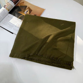 JM001  Plain Starry Hotfix Rhinestone Polyester Tassel Scarf