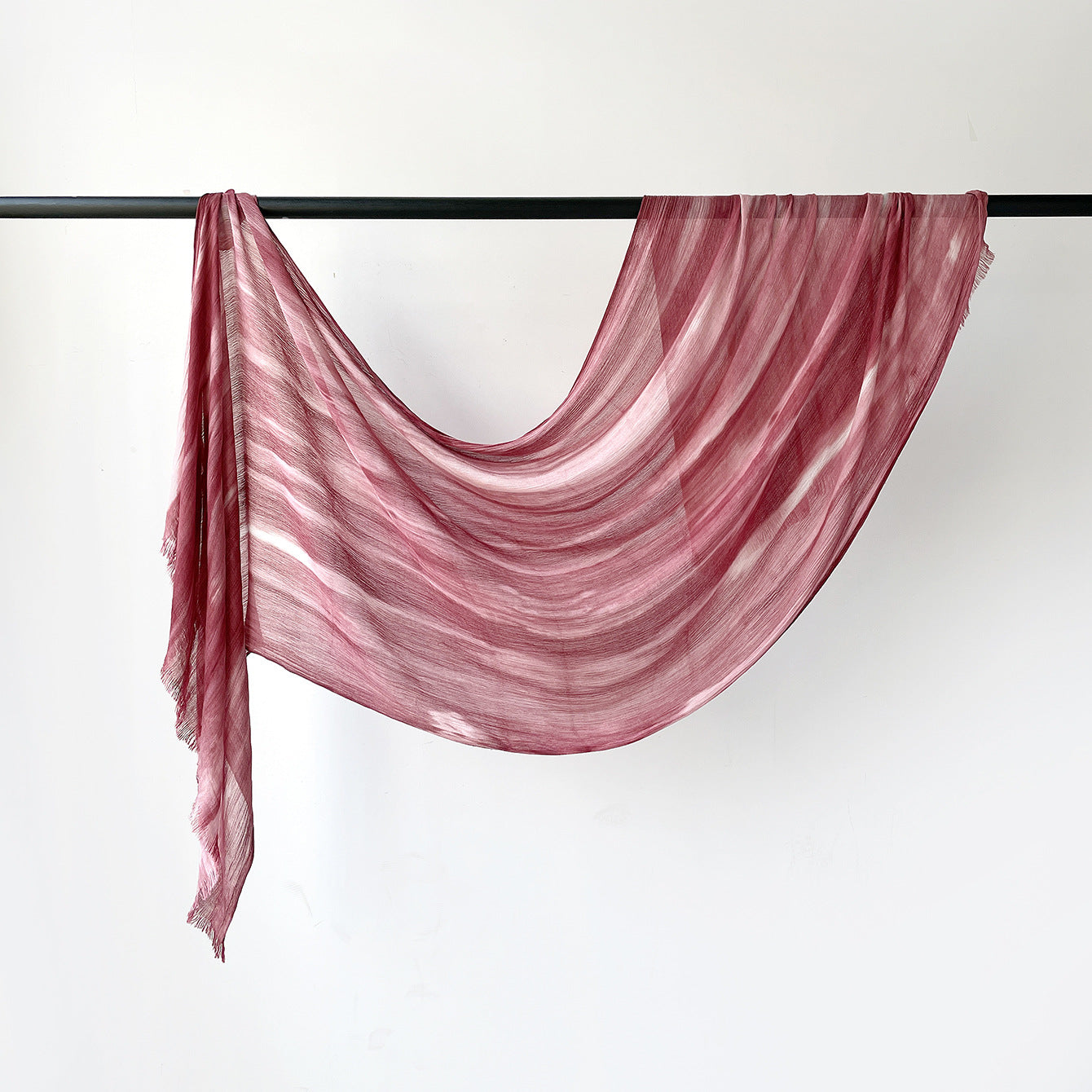 SS007  Gradient Rainbow Collection Short Tassel Crinkled Hijab