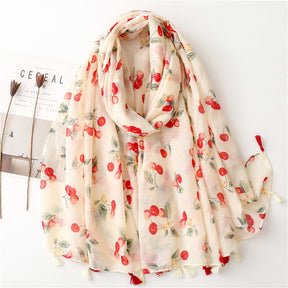 SL2202-009  Women's Ethnic Cotton Linen Feel Scarf with Wheat Ears Tassels