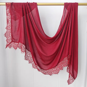 WJ079 Plain Cotton Lace Trim Modal Hijab