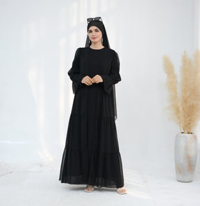 LR866+LR867   (abaya + hijab + underwear)Elegant Cardigan abaya