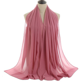 YW016  Plain pearl chiffon hijab
