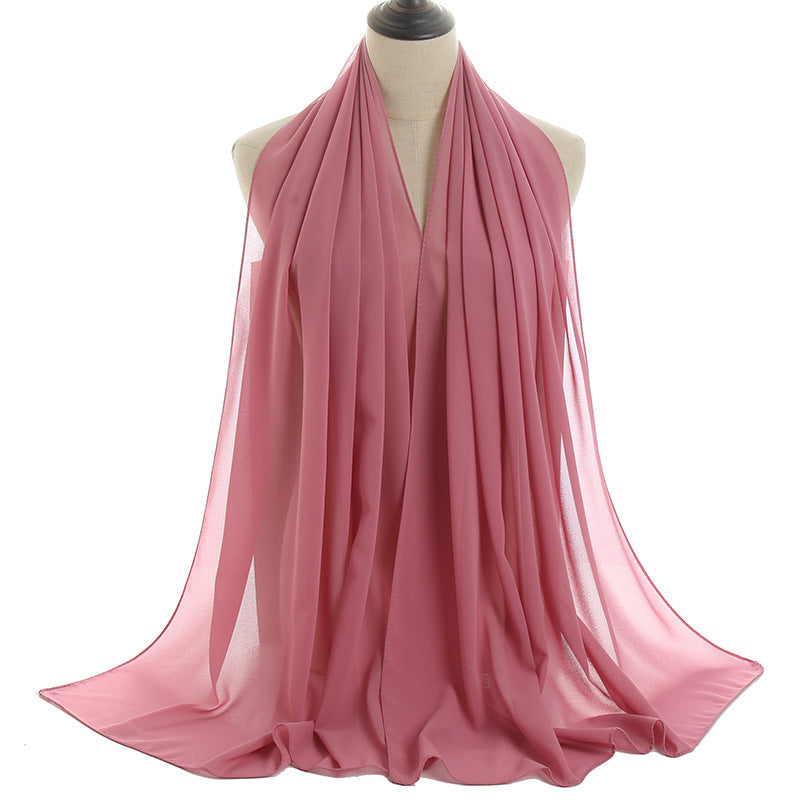YW016  Plain pearl chiffon hijab