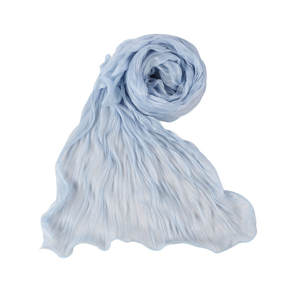 WJ090  Plain breathable bright silk bubble crepe hijab