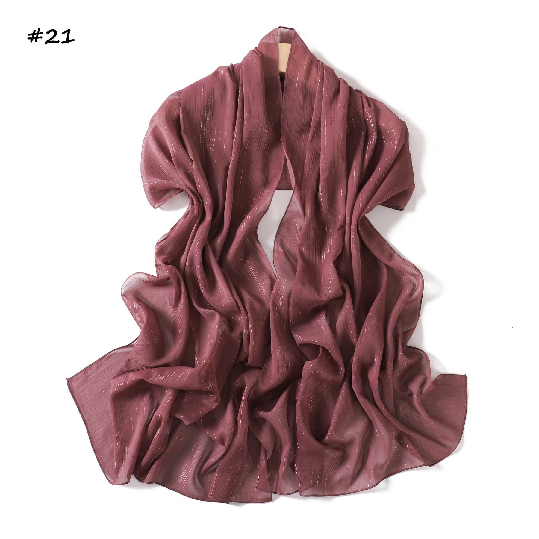 YZ375  Plain Silver Thread Crinkled Chiffon Hijab