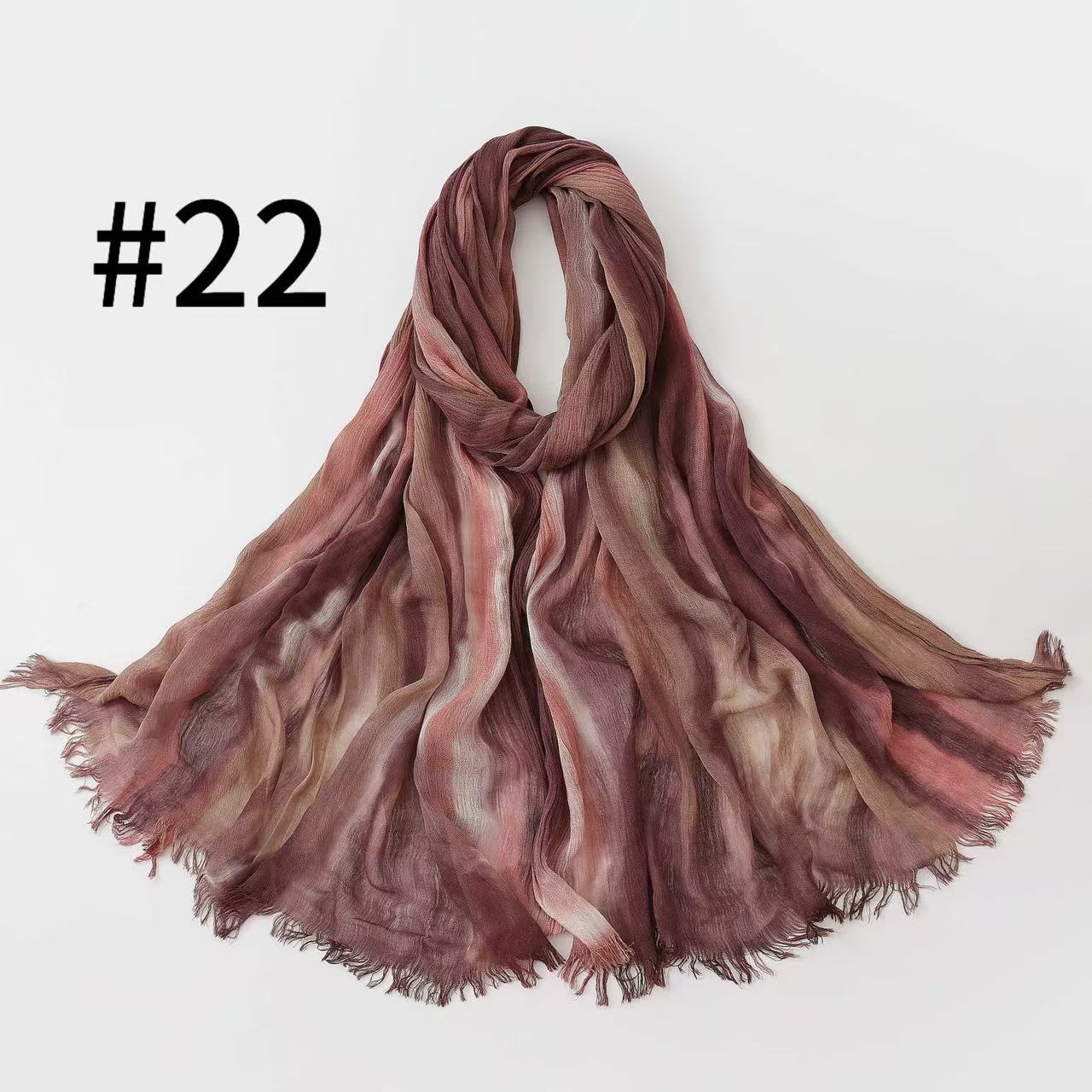 WJA485  Gradient Tie-Dye Autumn/Winter Crinkled Hijab