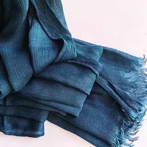 WJA79  Plain natural crinkle cotton hijab with fringes on both ends