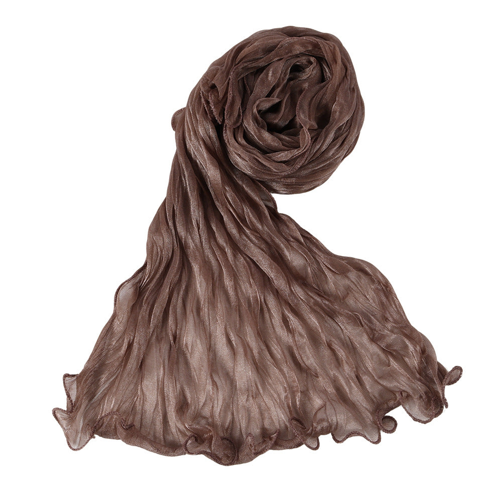 WJ090  Plain breathable bright silk bubble crepe hijab