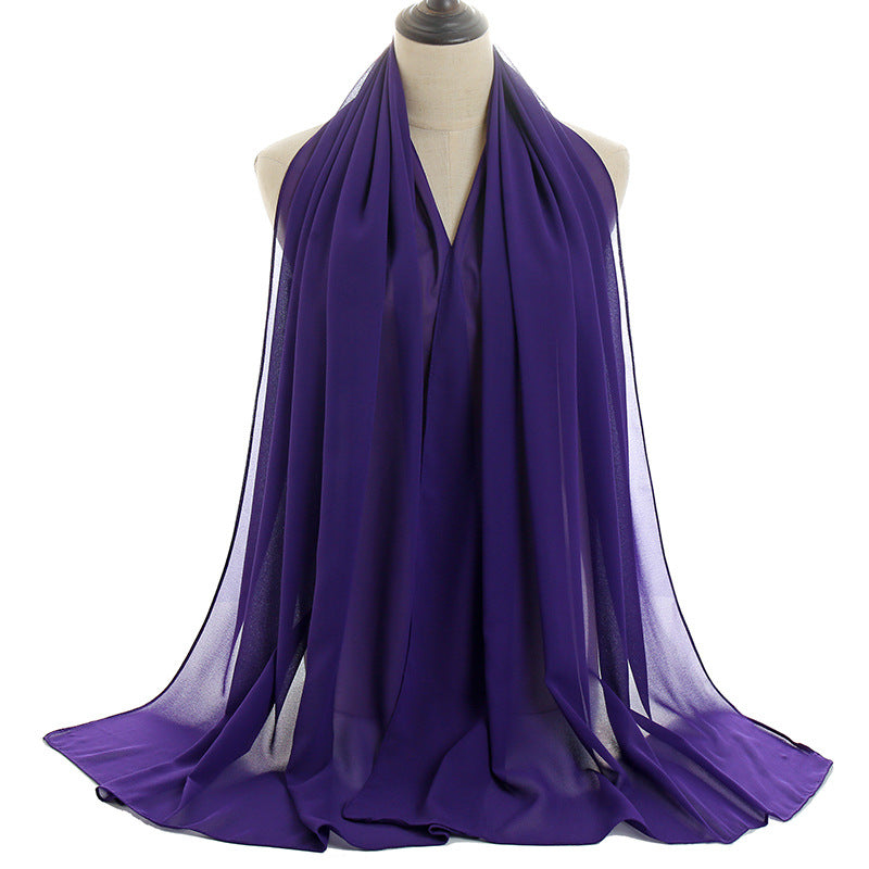 YW016  Plain pearl chiffon hijab