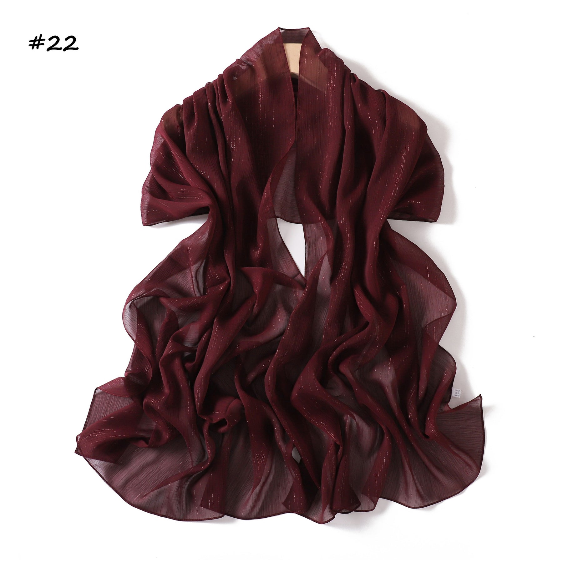 YZ375  Plain Silver Thread Crinkled Chiffon Hijab
